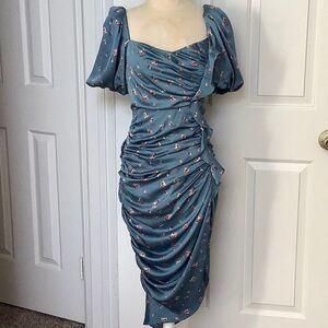 ASTR The Label blue floral ruched dress. Size S.